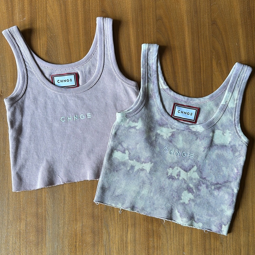 Set of 2 CHNGE Ribbed Cropped Tanks Size Small